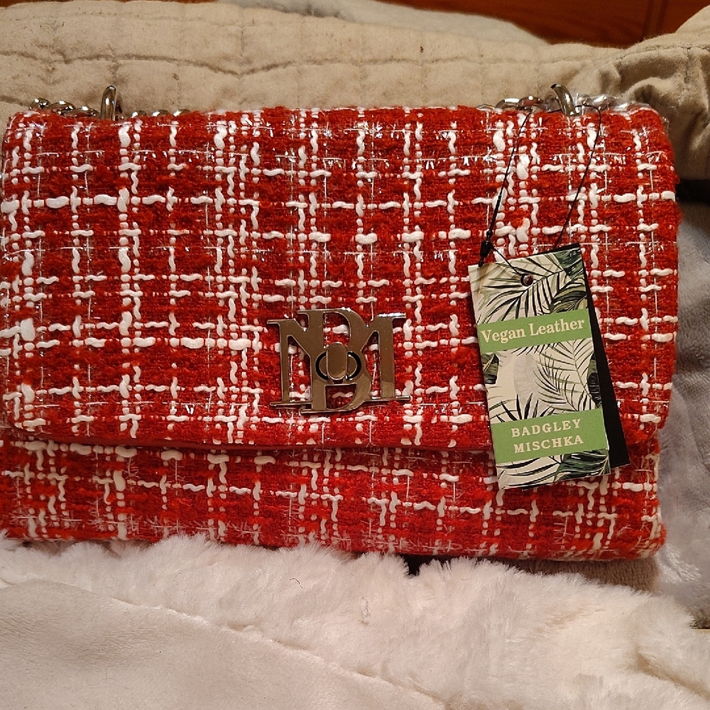 Badgley Mischka Red Tweed Women's Bag